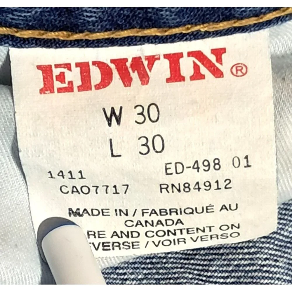 Vintage Edwin‎ Denim Jeans Boot Cut Blue Wash Mens 30 x 30 Waist 28